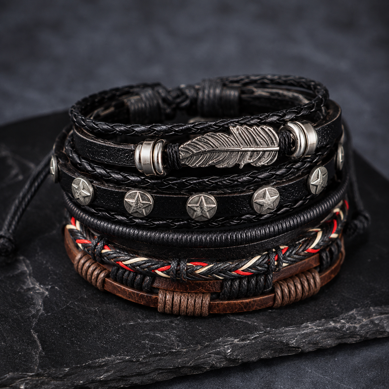 Pulsera Pluma - Set de 5 - Gallery 4