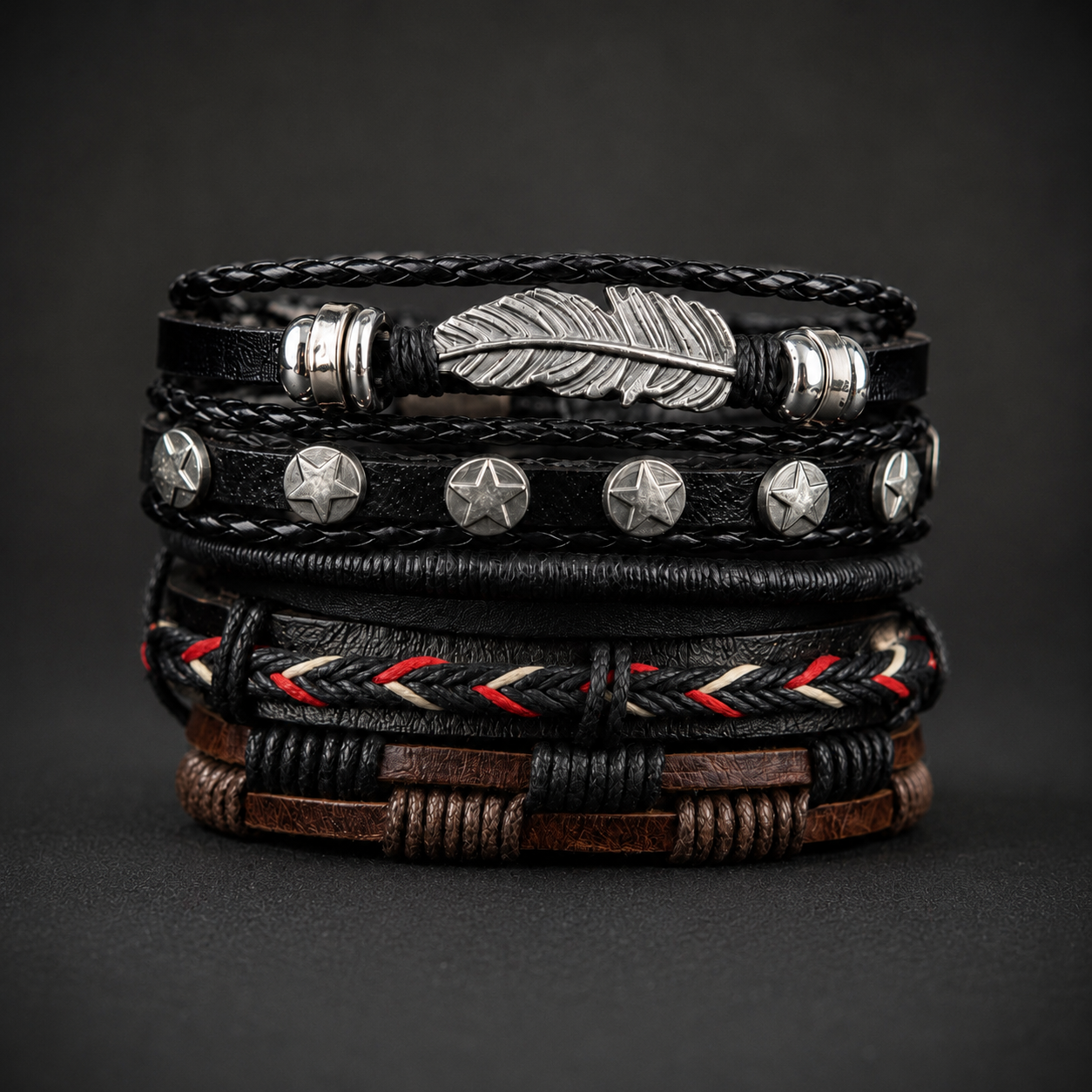 Pulsera Pluma - Set de 5 - Gallery 1
