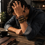 🪶 Pulsera Pluma Café – Set de 4 - Thumbnail 3