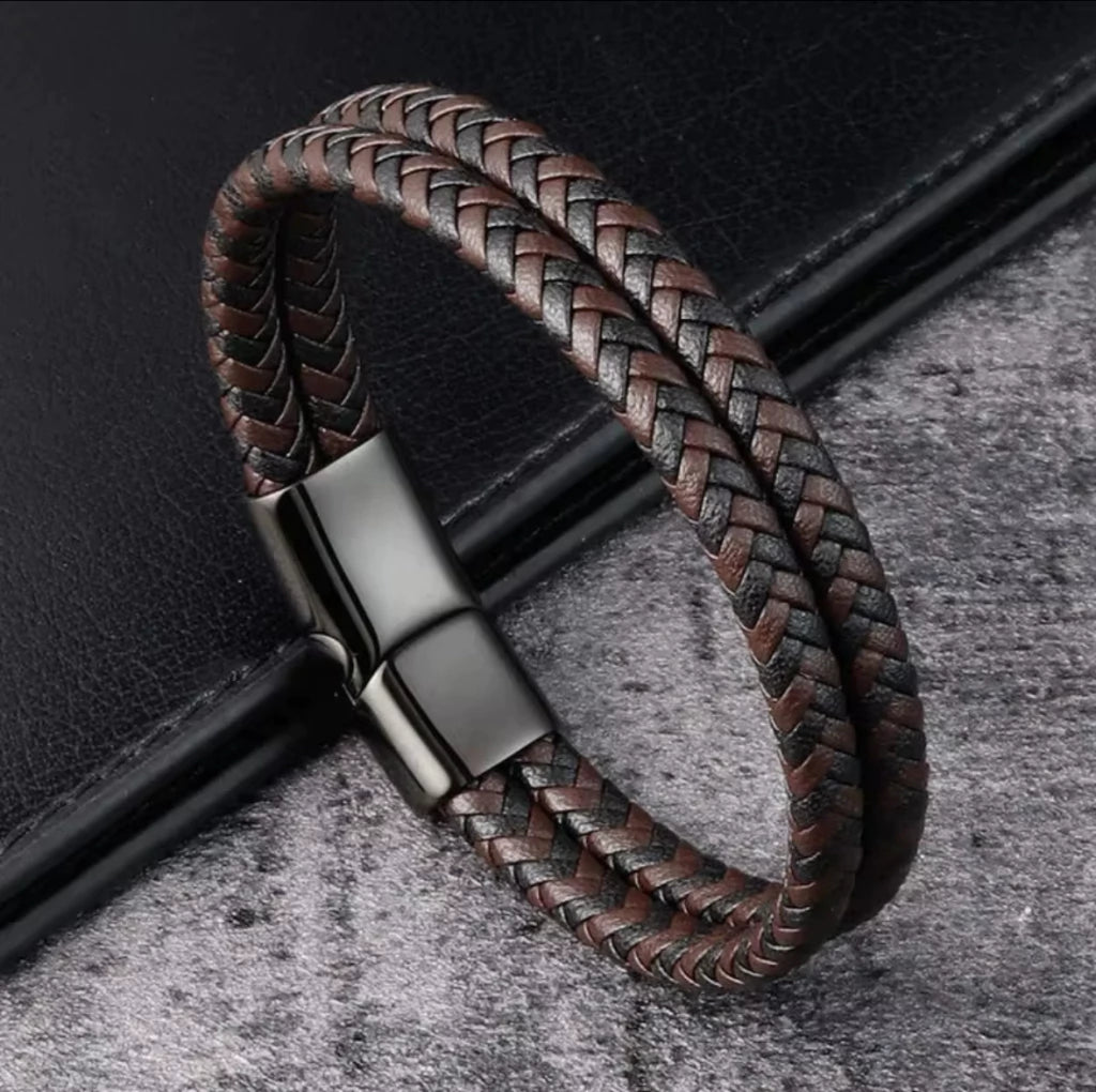 Pulsera Trenzada Doble coffe - Gallery 1