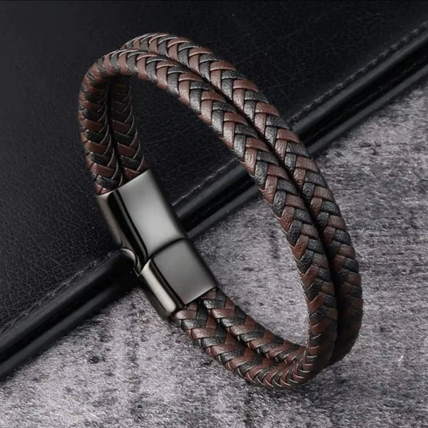 Pulsera Trenzada Doble coffe