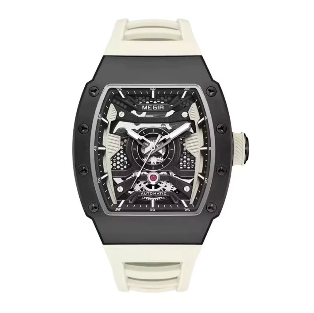 Reloj Automático Megir 8604 Negro de Cuerpo Semi Abierto | Elegancia y Precisión - Gallery 4