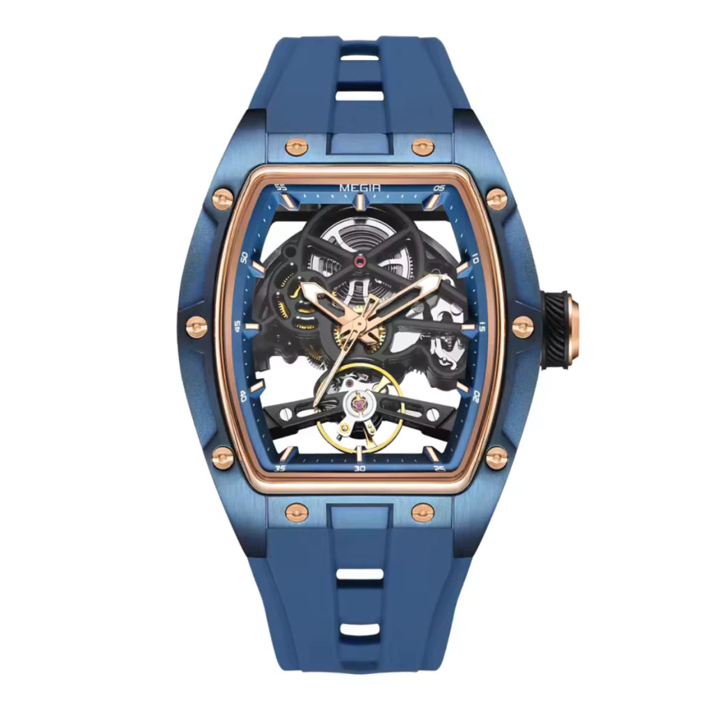 Reloj Automático Megir 2242 Negro Dorado de Cuerpo Abierto | Elegancia y Precisión - Gallery 4