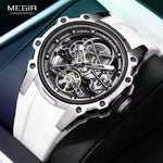 Reloj Automático Megir 2243 Blanco de Cuerpo Abierto | Elegancia y Precisión - Thumbnail 3