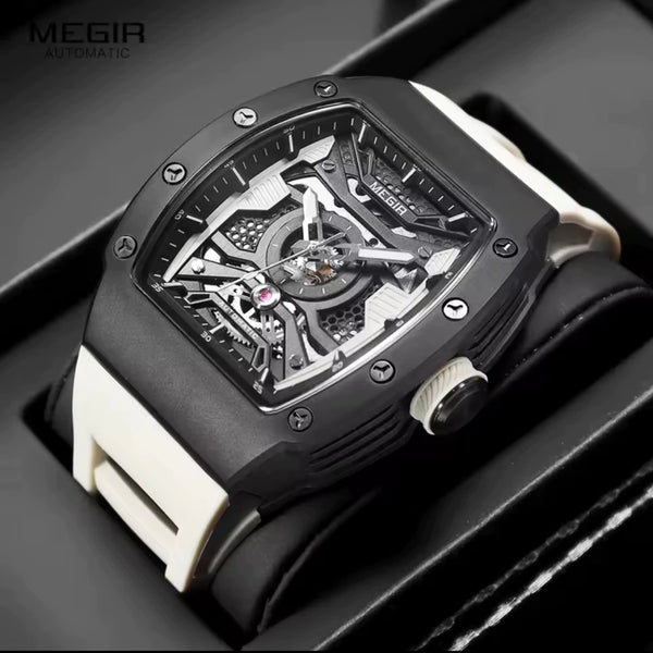 Reloj Automático Megir 8604 Blanco de Cuerpo Semi Abierto | Elegancia y Precisión - Secondary