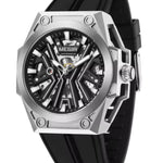 Reloj Automático Megir 8602 Negro Plateado de Cuerpo Semi Abierto | Elegancia y Precisión - Thumbnail 2