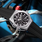 Reloj Automático Megir 8602 Negro Plateado de Cuerpo Semi Abierto | Elegancia y Precisión - Thumbnail 4