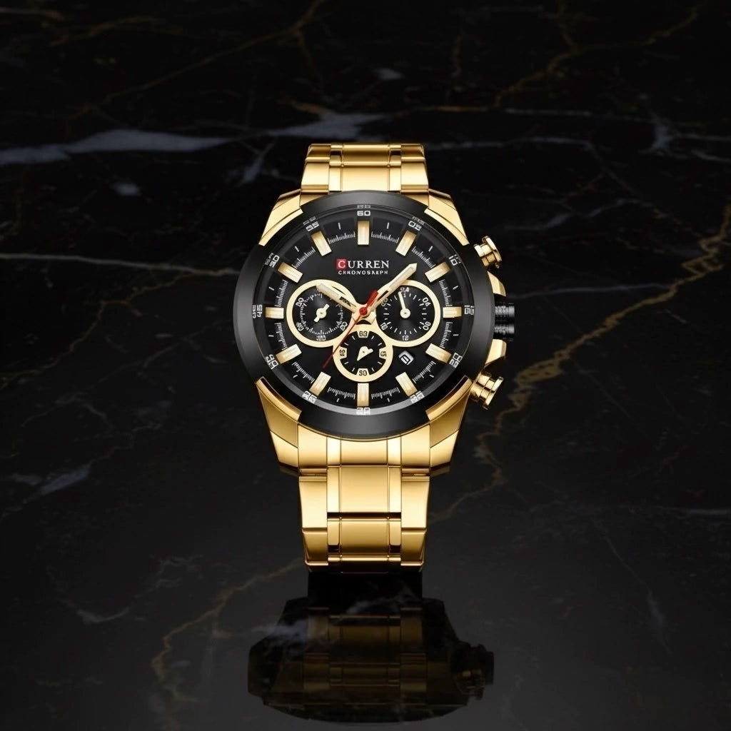 Reloj Curren 8301 Dorado Negro - Gallery 4