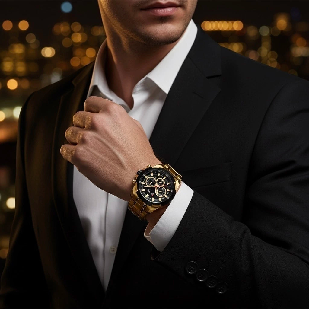 Reloj Curren 8301 Dorado Negro - Gallery 5