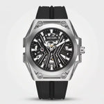 Reloj Automático Megir 8602 Negro Plateado de Cuerpo Semi Abierto | Elegancia y Precisión - Thumbnail 5